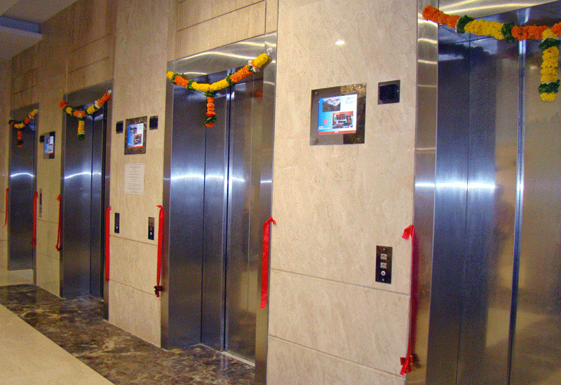 The Microscan light curtains, which are installed on the elevator doors, produce 154 invisible criss-cross beams and prevent the elevator doors closin The Microscan light curtains, which are installed on the elevator doors, produce 154 invisible criss-cross beams and prevent the elevator doors closin