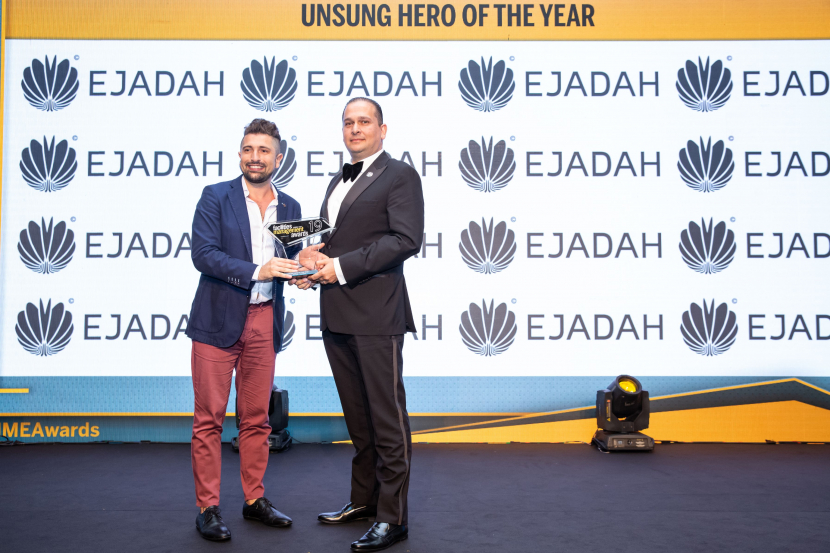 Mary Bautista, an office administrator at CoreServ, won the award in the Unsung Hero of the Year category of the FM Awards 2019. Ibrahim Mougharbel accepted the trophy on Bautista's behalf on the night.
Mary Bautista, an office administrator at CoreServ, won the award in the Unsung Hero of the Year category of the FM Awards 2019. Ibrahim Mougharbel accepted the trophy on Bautista's behalf on the night.